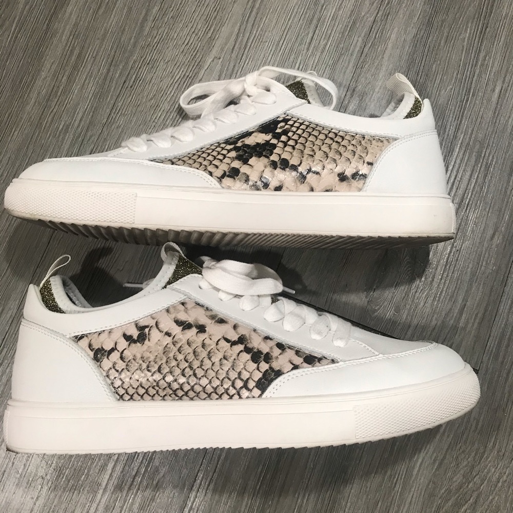Steve Madden‎ “Bliss” Leather & Snakeskin Sneakers